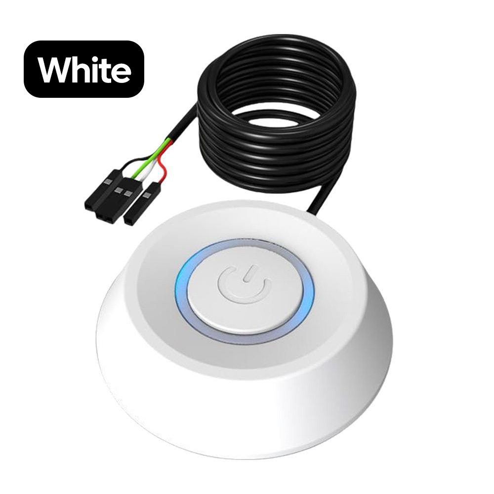 Interrupteur d'alimentation pour ordinateur de bureau, 1.8M, avec lumières LED, carte mère PC, démarrage externe, bouton marche/arrêt, câble d'extension pour la maison: WHITE
