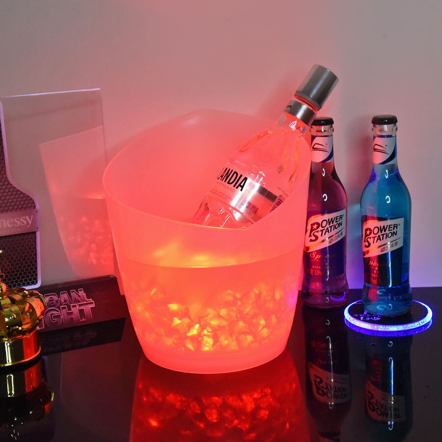 6L 7 Color Waterproof Plastic LED Ice Bucket Bar Nightclub Light Up Champagne Whiskey Beer Bucket Bars Night Party