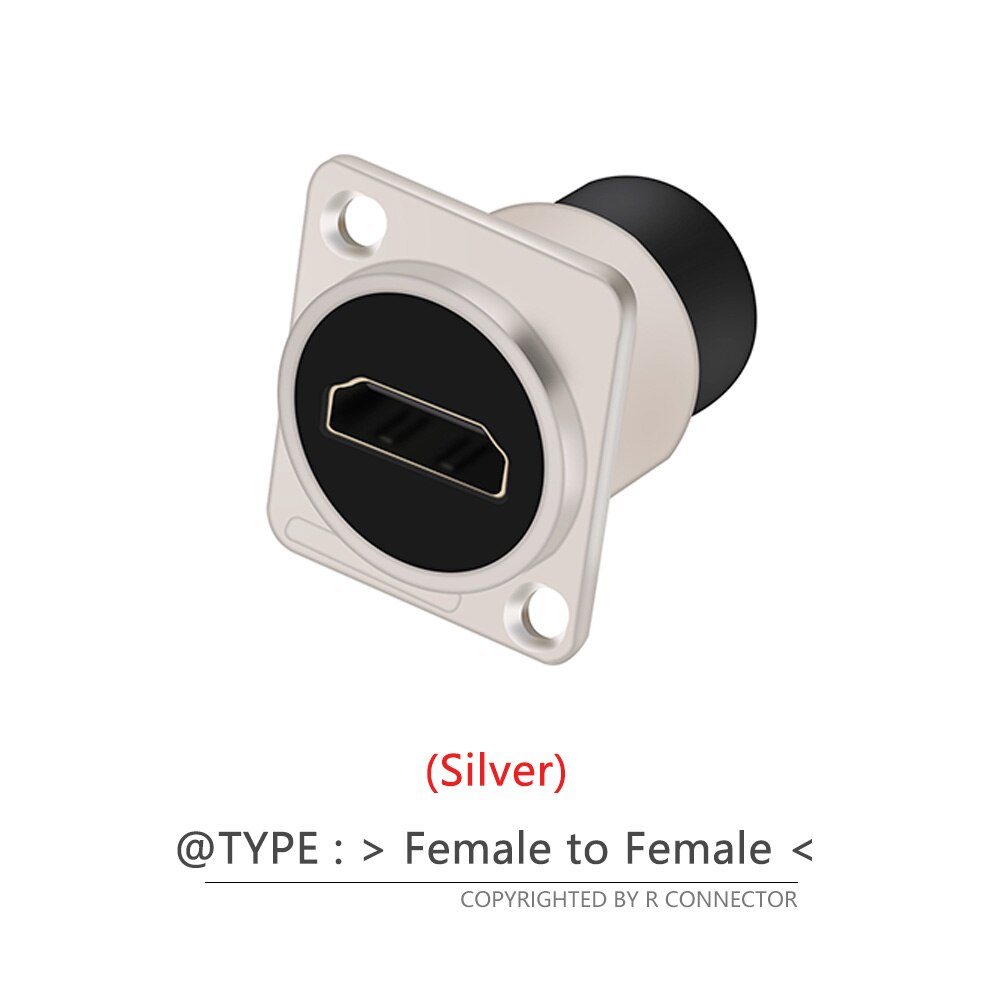 Conector HDMI para chasis, adaptador de alimentación con enchufe hembra de tipo D montado en panel, 1 unidad: Silver - F to F