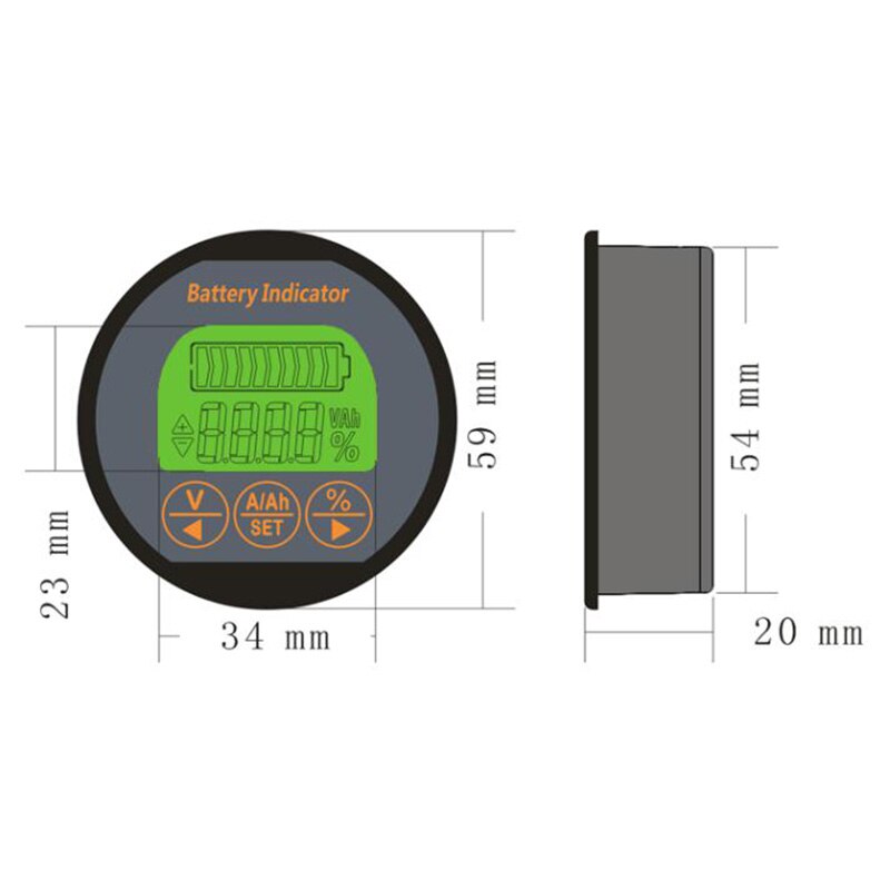 Tr16 8-80v 50a coulomb tæller batterimåler batterikapacitetsindikator amperemeter voltmeter ebike li-ion lipo lithium lifepo 4