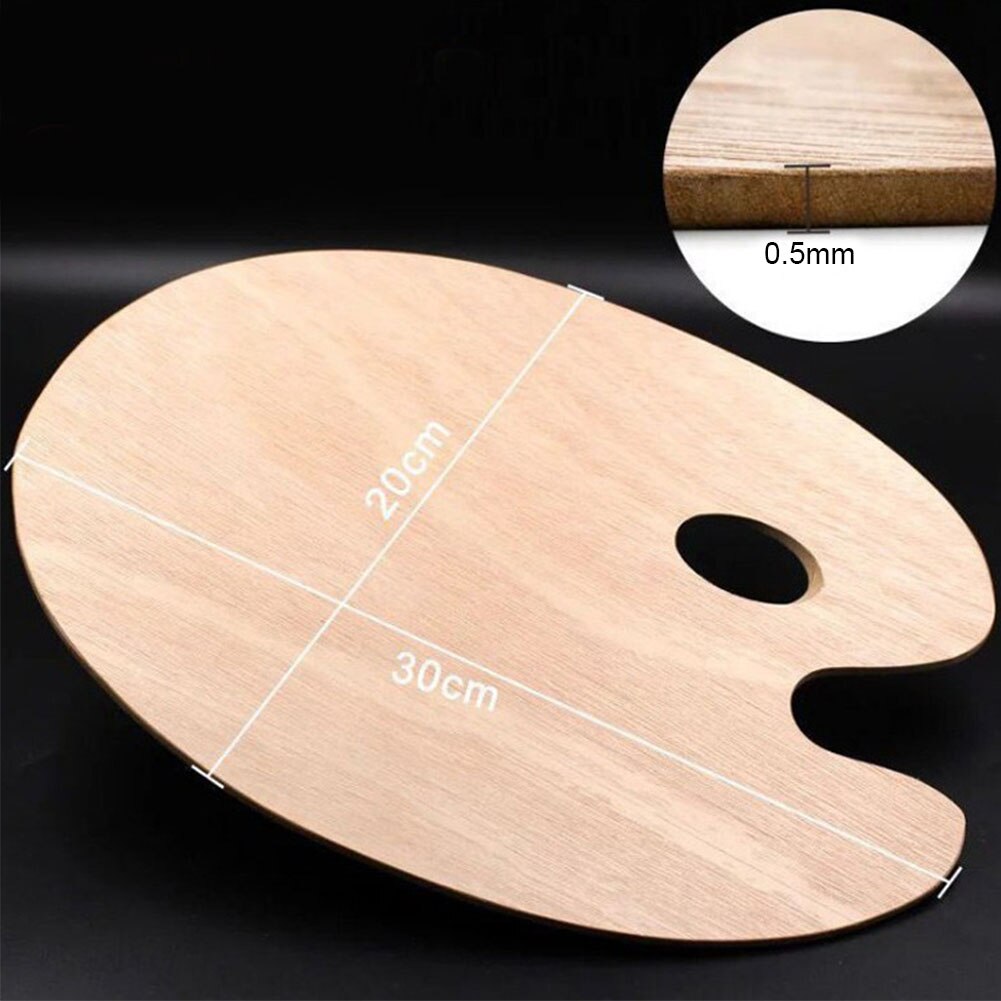 Palette Artist Smooth With Thumb Hole Wooden Acrylic Flat Art Supplies Watercolor Oil Painting Oval Tray