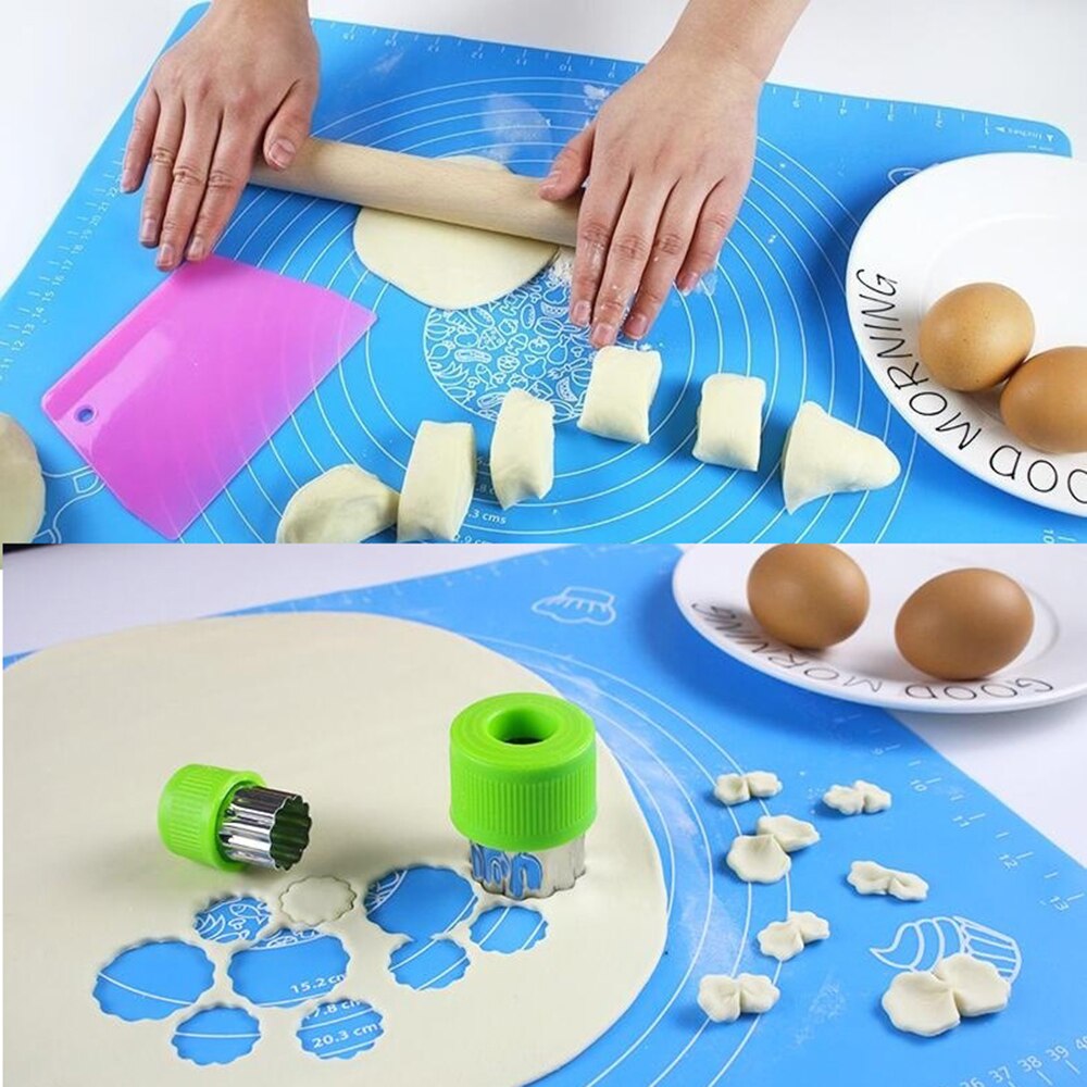 Stainless Steel Rolling Pin Non-stick Pastry Dough Roller Baking Pizza Cookie Making Tool Silicone Baking Mat Kitchen Accessorie