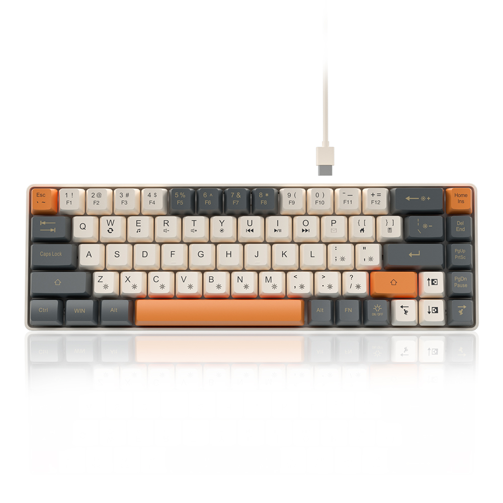 SOLAKAKA SK968 Wired Keyboard Cool RGB Backlit Ergonomic Portable Keyboards Membrane Keyboard for PC Laptop: BROWN