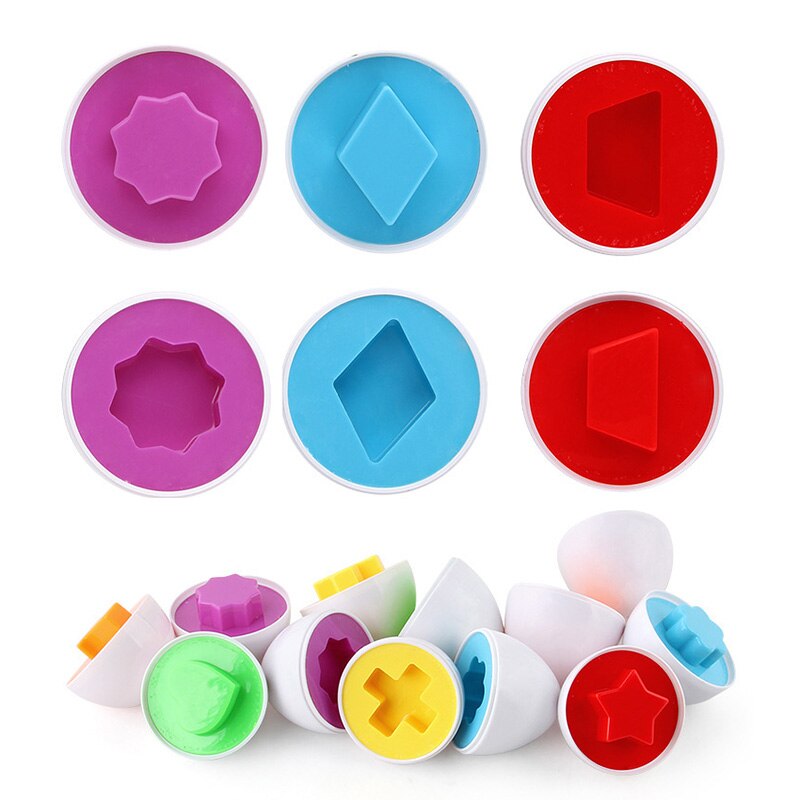 6 unids/set de huevos retorcidos de juguete de colores al azar huevos de juguete inteligentes para bebé forma de Color Cognitve bebé educación temprana huevo juguetes