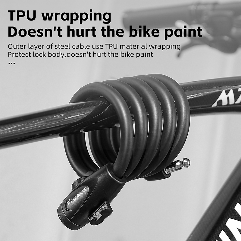 WEST BIKING – serrure à câble en acier antigel pour vélo, Portable, sécurité, antivol, fil épais, en alliage de Zinc, accessoires de vélo