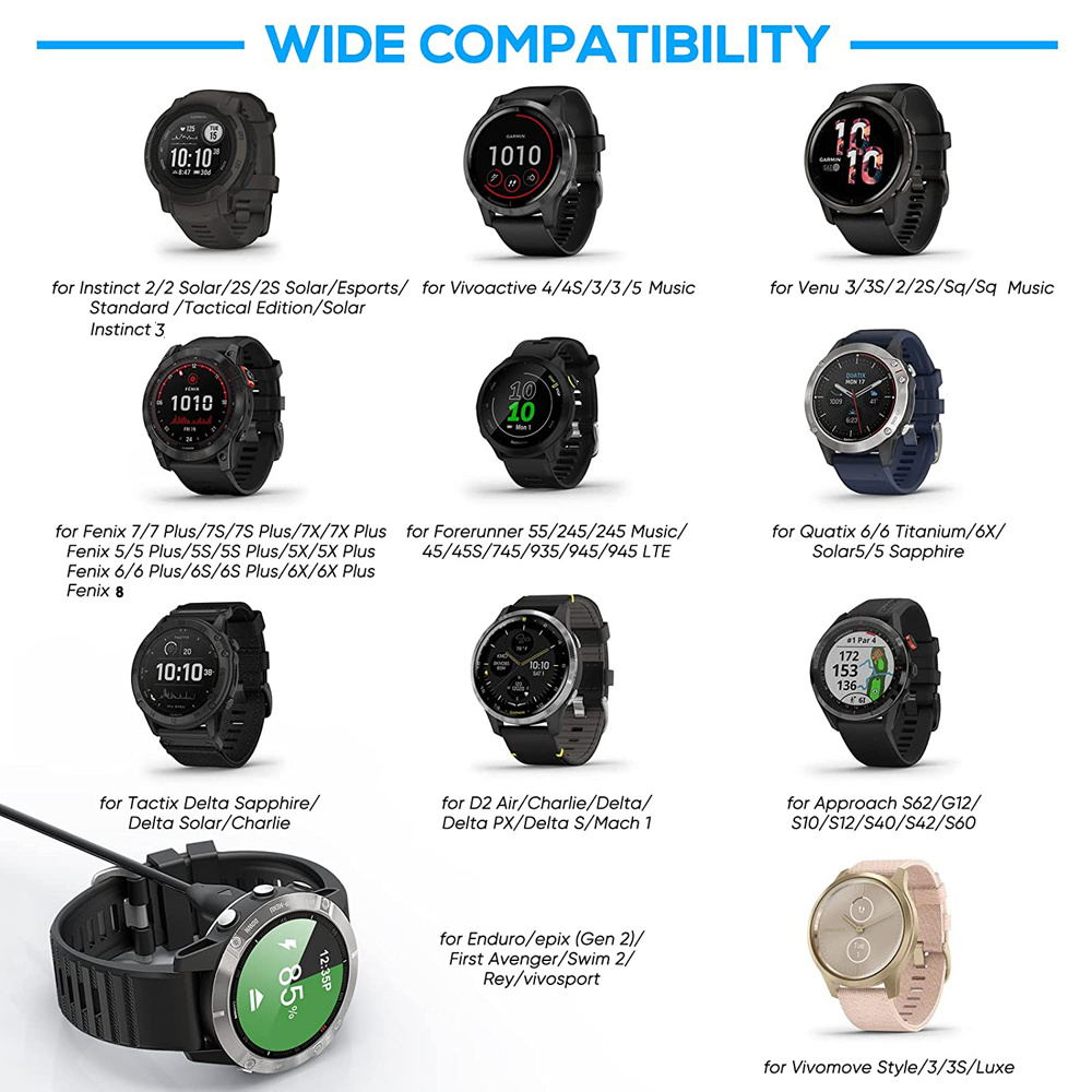 1 Meter USB Typ C Ladekabel für Garmin Fenix 7 7S 7X 6 6S 6X 5 5S 5X Vivoactive 3 4S Venu 2 2S 3 3S mit staubdichtem Stecker