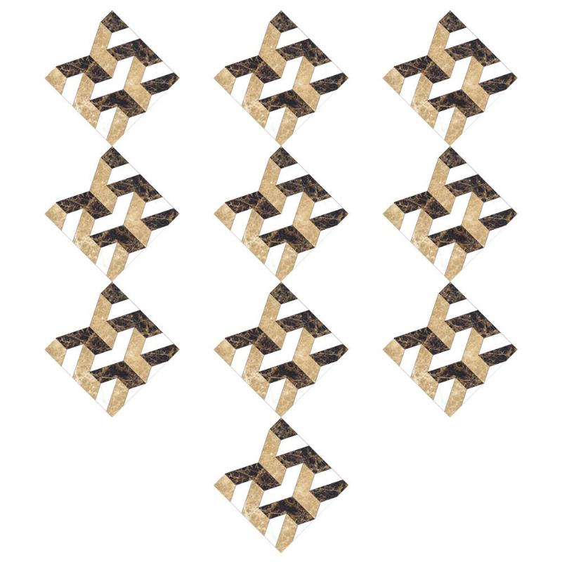 10pcs Adhesive Tiles Stickers Art Diagonal 3D Floor Sticker Vintage Pattern Art Decorative Accessories for Kitchen Bedroom: I
