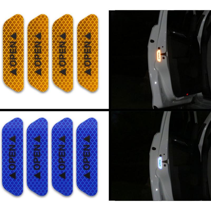 4 Stks/set Auto Reflector Sticker Waarschuwing Reflecterende Auto Reflecterende Strips Veiligheid Reflector Stickers Auto Styling Accessoires