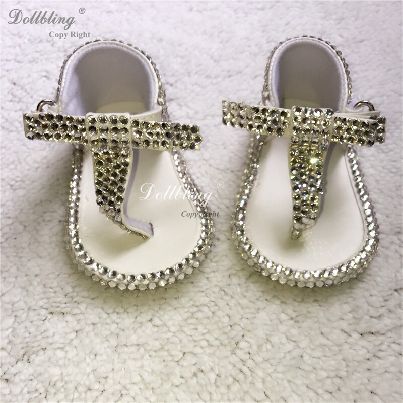 Dollbling Entwickelt Alles Abgedeckt klar DMC Strass Baby Sandale Taufe Frühstück Zu Sandstrand Baby Schuhe Gehen für EINEN