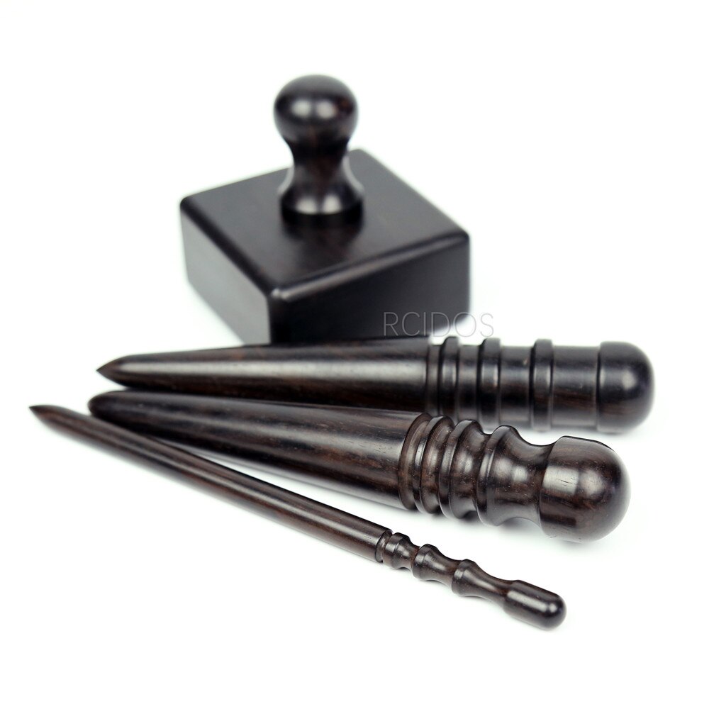 Sandalwood Grinding rod,4 mills Ebony Wood leather tip side border burnisher,leather side polish wood bar