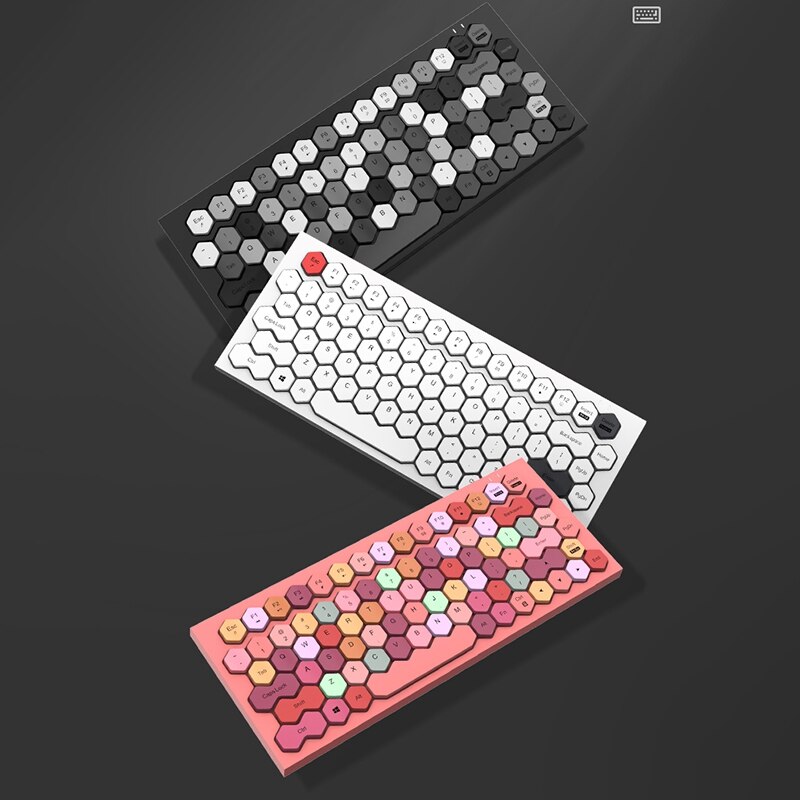 Mini Wireless Bluetooth Keyboard Ultra Slim 2.4GHz Bluetooth5.1 Keyboard 83 Keys Colorful Keypad for Laptop