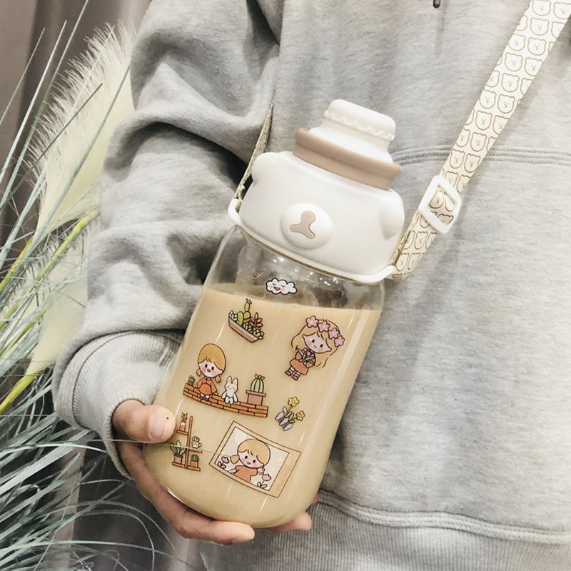 1000/1200/1600 ML Wasser Flaschen 33.8/40.5/54 Unzen Neue Wasser Tasse Weiblichen Super Große Kapazität mit Stroh Flasche Topf Tragbare