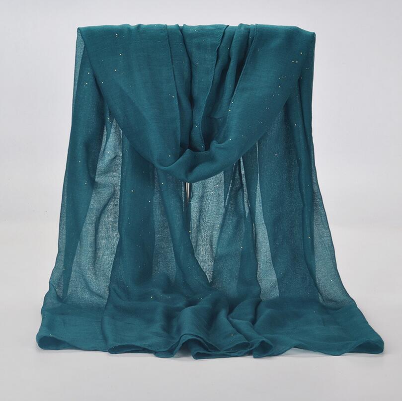 1 Pcs Plain Hijaabs Voor Vrouwen Viscose Solid Shawl Glitter Gouden Sjaal Moslim Hoofd Wrap Elegante Sjaals 20 Kleuren Plus size: green