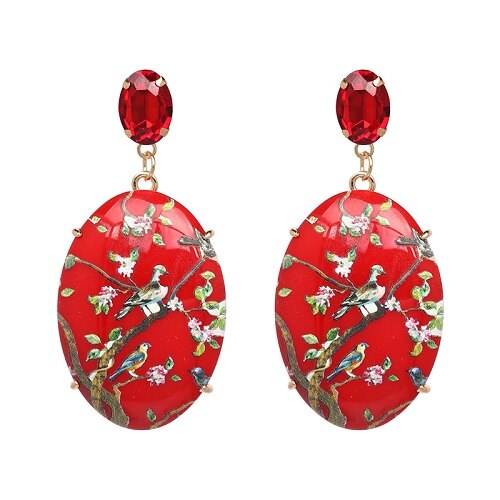 Jujia Bohemian Etnische Big Crystal Flower Oorbellen Bruiloft Sieraden Oorbellen Voor Vrouwen Party Brincos: 51075-RD