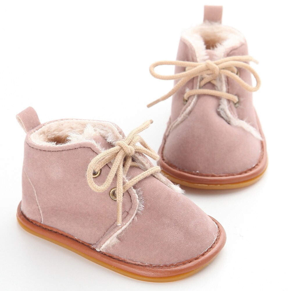 Mode Voorraad Pasgeboren Peuter Sneaker Laarzen Baby Boy Meisje Warme Bont Crib Schoenen 0-18 m: Bruin / 7-12 Months