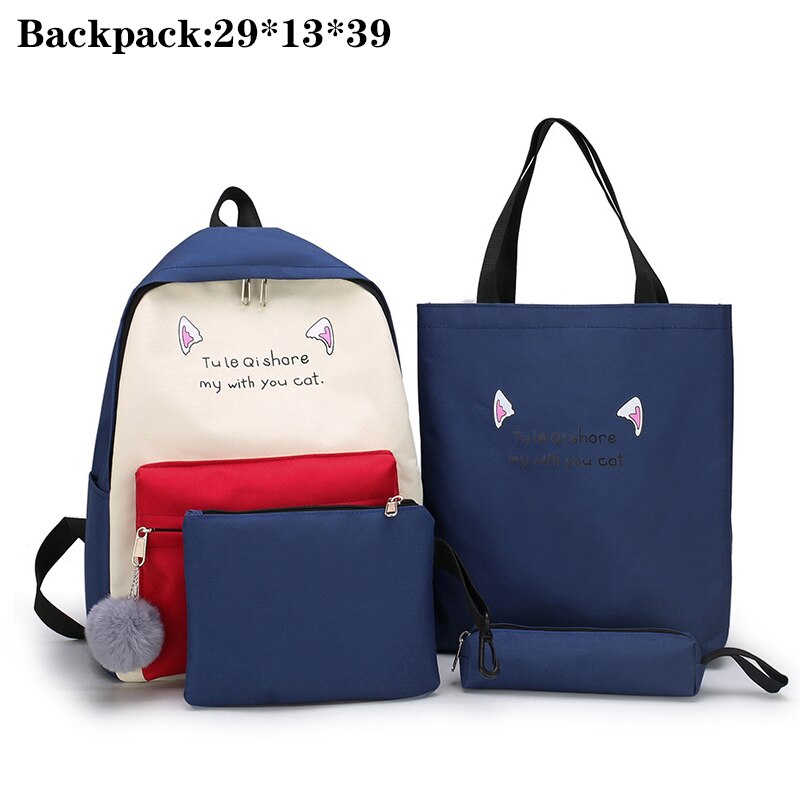 Lindas Mochilas escolares de colores mezclados para adolescentes, chicas, Mochilas para niños, bolsa de viaje, 4 unidades, Mochilas escolares de: Azul