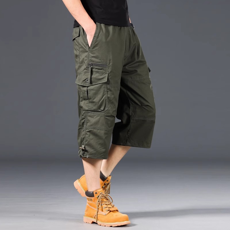 Short d'été ample et décontracté pour hommes, tendance, taille élastique, grande taille, jogging en plein air, pantalon de survêtement multi-poches