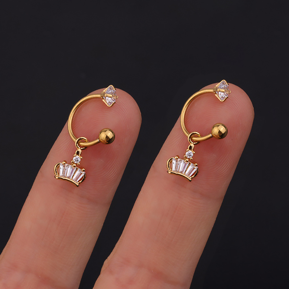 2 STUKS Rvs Star Crystal CZ Oorstekers Oorbellen Vrouwen Zilver Kleur Tragus Kraakbeen Helix Piercing Sieraden: Roze