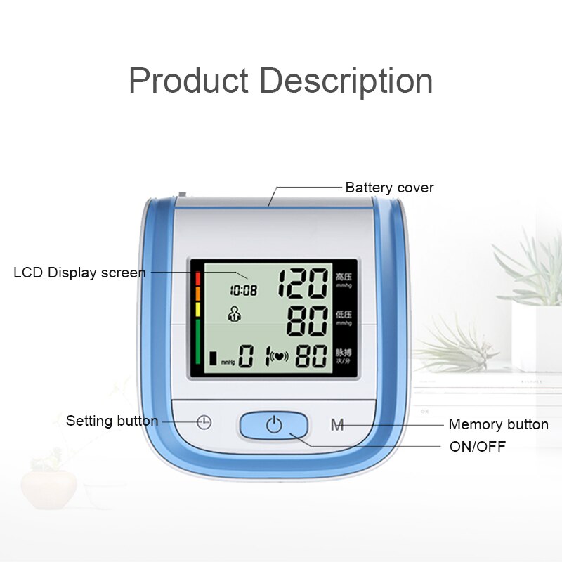 Professionelle Automatische Manschette Tensiometer Tonometer Blutdruck Monitor Haushalts Bp Maschine Für Messung