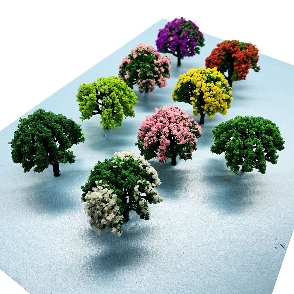 9PCS 50mm Shrub Trees Model Trees 1/87 HO Scale Model(Flower)Trees Miniature Landscape Model Train Railway Layout Scenery: Default Title