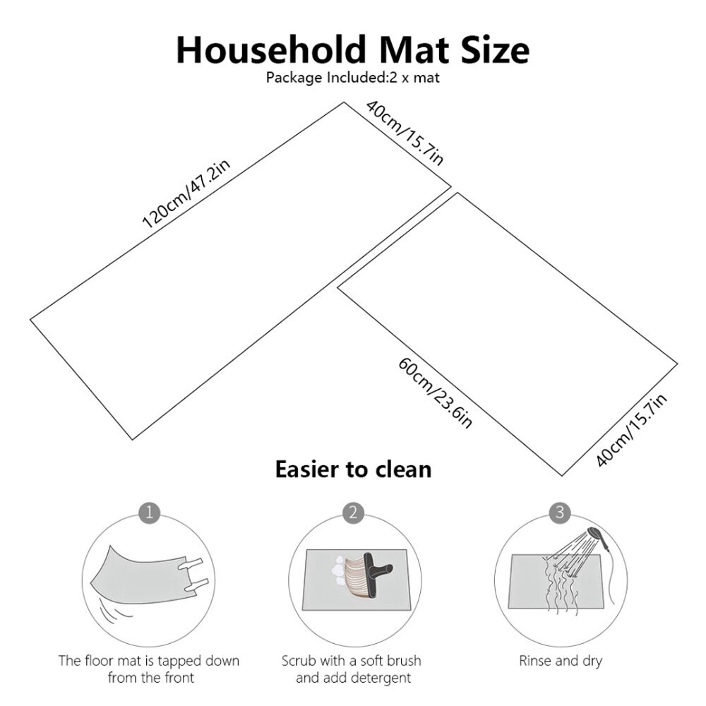 40×60+40×120cm Kitchen Mats Absorb Water, Oil, Anti-skid, Oil-proof And Waterproof