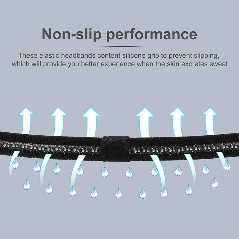 8 pcs strong non-slip elastic sports headbands, hair headbands, exercise hair and sweatbands for women and men (black, grey)