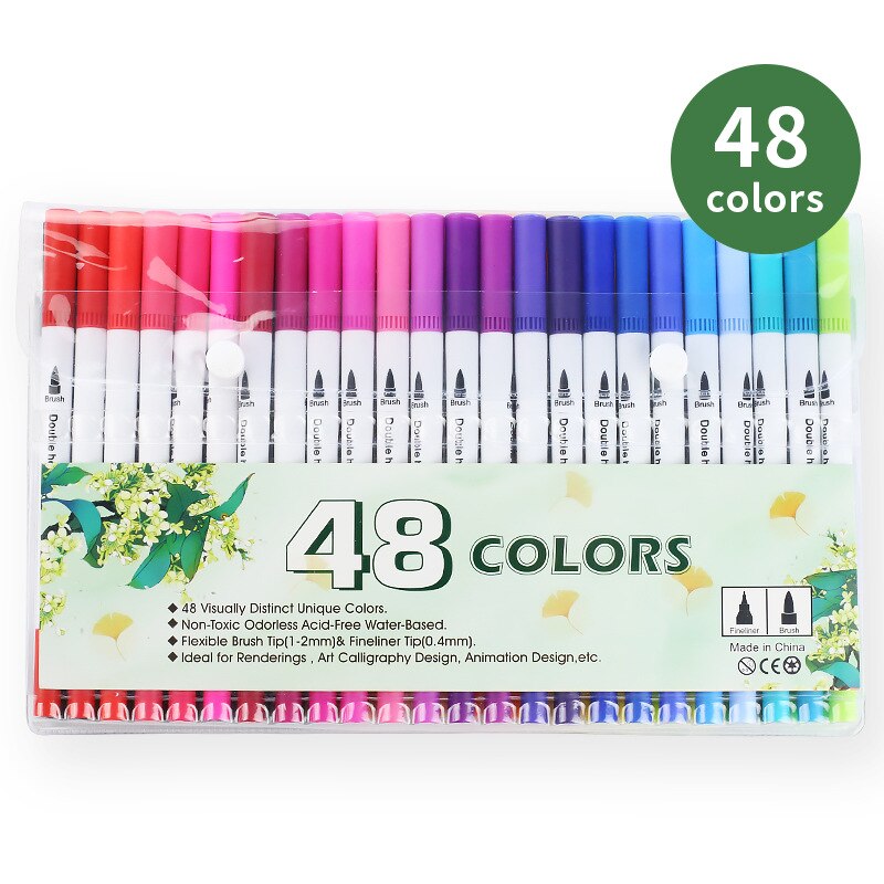 FineLiner-rotuladores artísticos para caligrafía, bolígrafos de doble punta para dibujar y pintar, para la escuela, 12/24/36/48/80/100 unidades