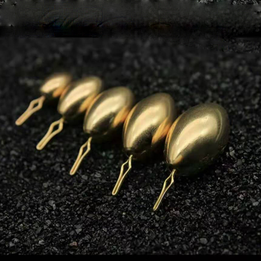 JIGEECARP 5pcs Fishing Bullet Weights Stainless Brass Slip Sinker For Hook Lure Texas Rig Non-Lead Brass Weight Sinker Accessory