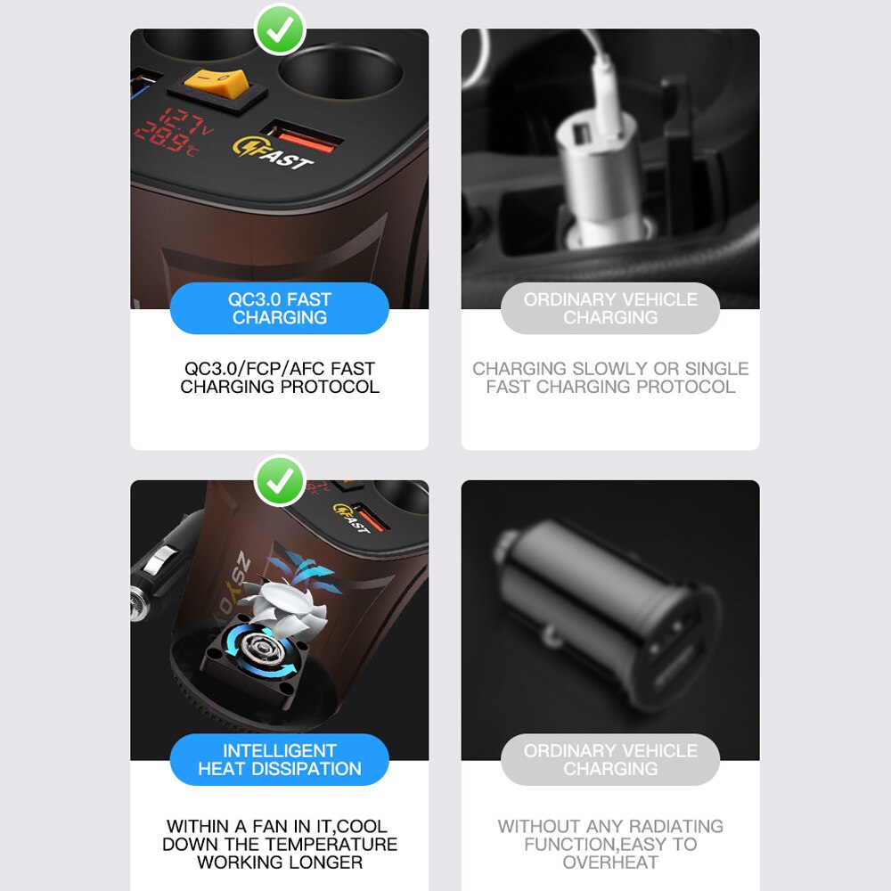 Car Charger Bluetooth Car Fast Charger QC3.0 Dual USB Cigarette Lighter Car Mobile Phone Charging Huawei Xiaomi