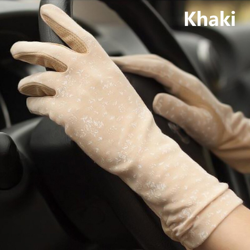 Summer Driving Sun Protection Gloves Women Girls Mid-long Thin Cotton Sun UV Resistant Touch Screen Gloves Lady Breathable Glove: F