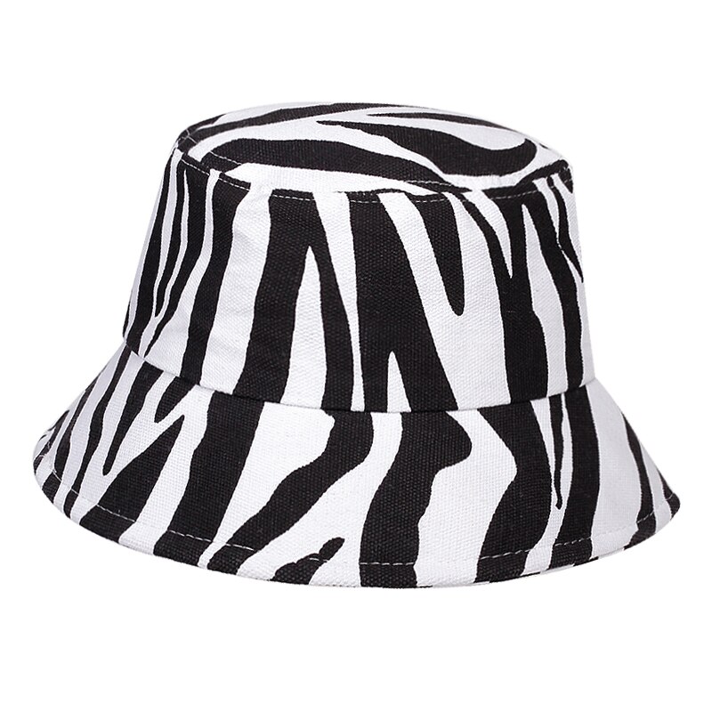 summer cotton bucket hat zebra Striped print Fisherman Hat Hip Hop outdoor travel panama hat Sun hat for men Women