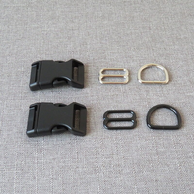 10 sets/lot 25mm webbing plastic breakaway buckle metal D ring strap belt slider for pet dog collar necklace handmade accessory