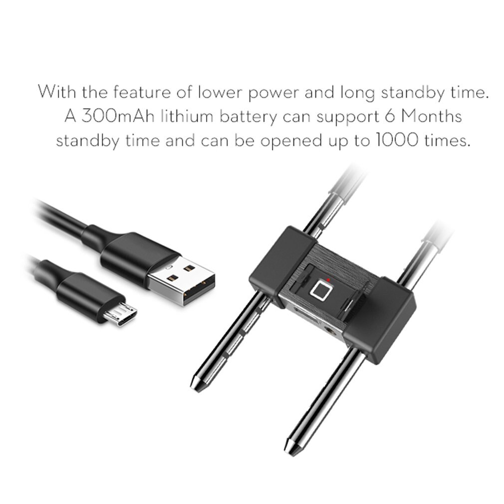 Smart U-Shaped Fingerprint Lock L12 Carbon Structural Steel Anti-Theft Office Glass Door Lock Bicycle Motorcycle