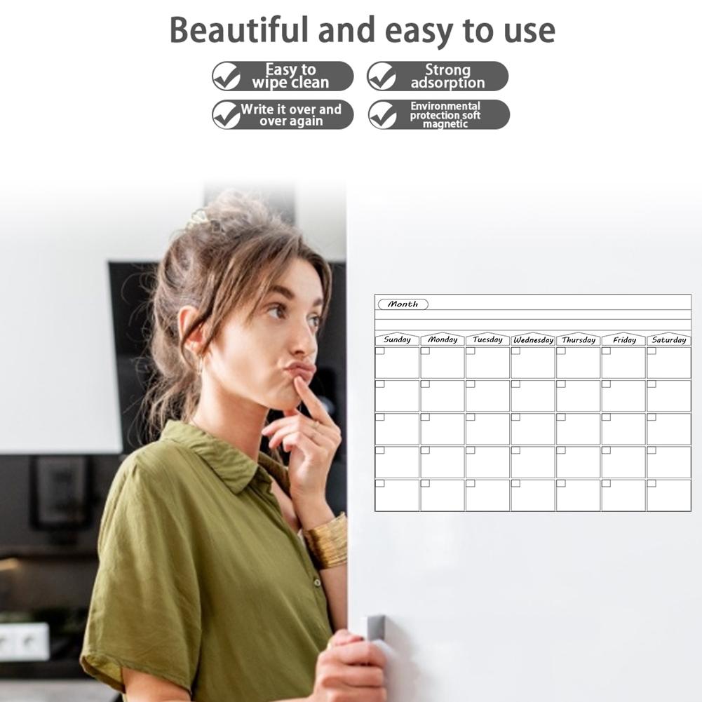 Magnet whiteboard hjemmekontor køkken køleskab kalender magnet tør slette tavle white boards wallsticker tidsplan opslagstavler