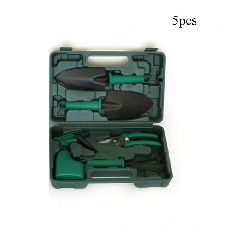 5/10pcs/Set Garden Plant Tool Set Shovel Rake Clippers Irrigation Watering Tool Garden Pruning Planting Gardening Tools Kit: Dark green 5pc set