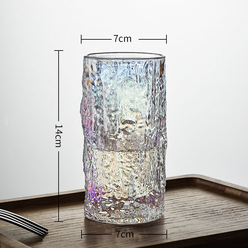 Glacier Texture Crystal Wine Glasses Nordic Modern Golden Stroke Colorful Bar Restaurant Cocktail Glass Home Drinkware: 7x14cm-C