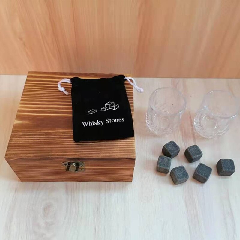Bourbon Whiskey stone Set - rock whiskey cooling stone - Scotch glass box - wisky stones Set