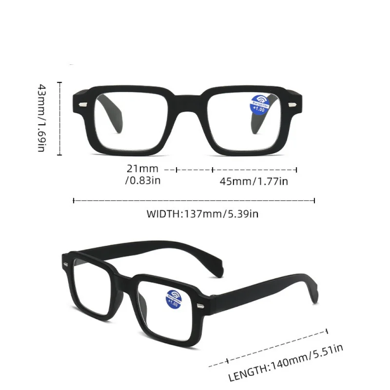 Nuevas gafas de lectura cuadradas, gafas de para mujer y hombre, gafas versátiles simples para presbicia, hipermetropía + 1,0 + 2,0 + 2,5 + 3,0 + 3,5 + 4,0