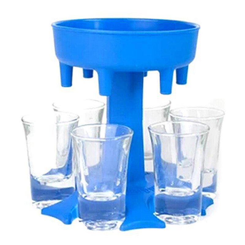 Liquor Dispenser for 6 Shot Plastic Automatic Cup Remover Bar Tools Plastic Holder Dispenser Drinking Barware Beverage Dispenser: Blue With 6 Cup