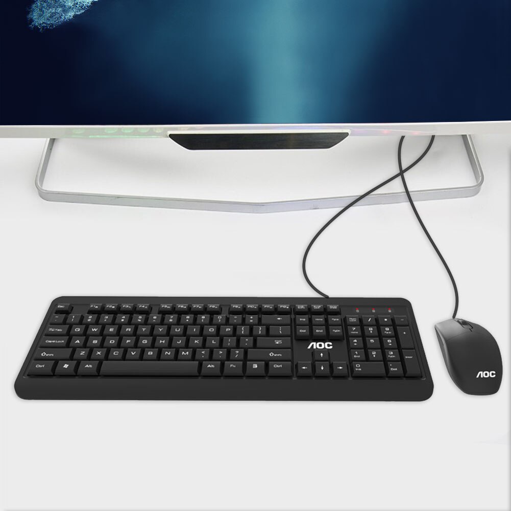 AOC KM131 USB Wired 104 Keys Keyboard 3 Buttons 1000 DPI Mouse Computer PC Combos Set for Home Office Gaming keyboard and Mouse