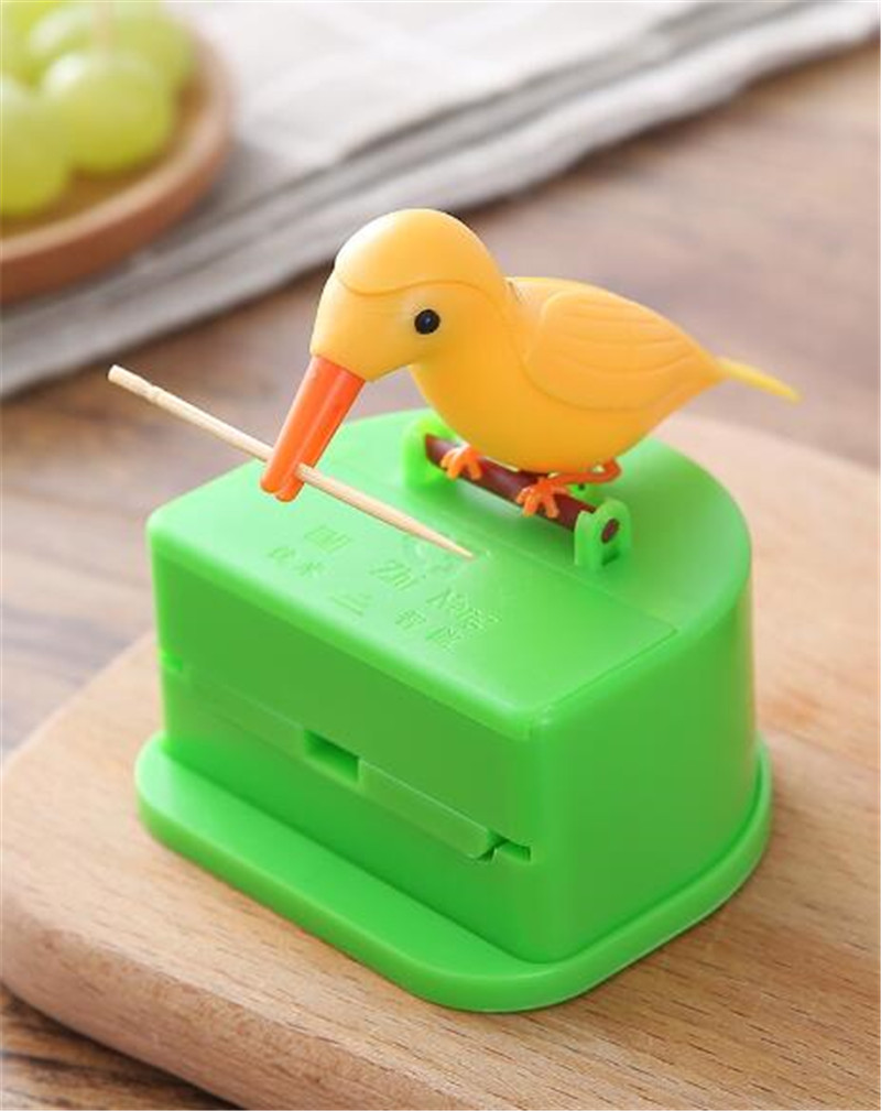 Tandenstoker Box Dispenser Automatische Vogel Leuke Hummingbird Stash Tandenstoker Pers-Type Secret Tandenstoker Pot Schoonmaken Tanden Gereedschappen