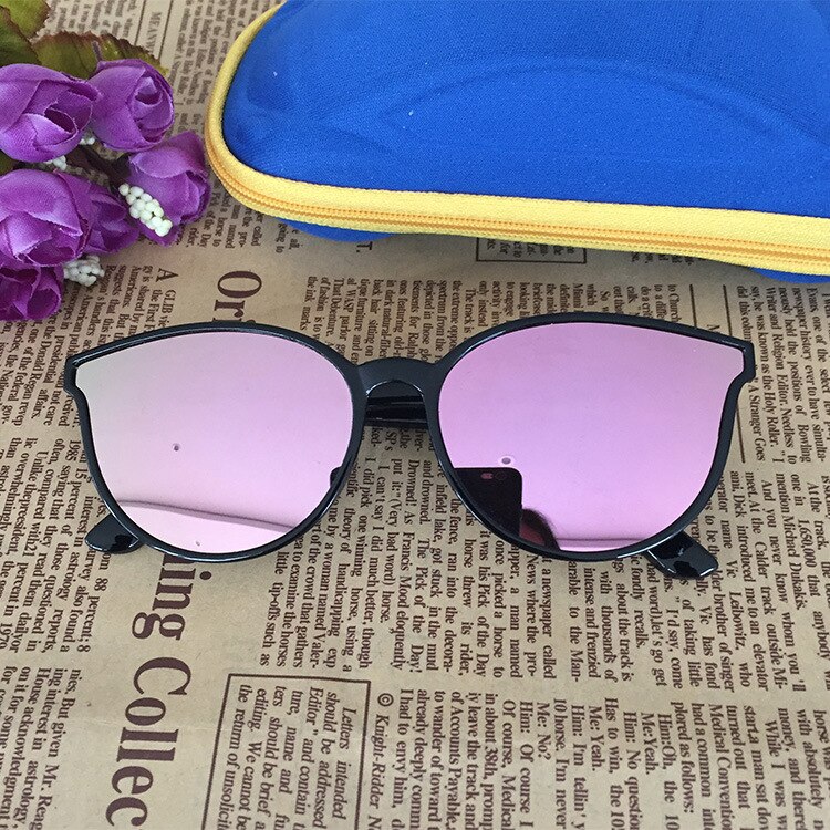 Leuke kat eye kinderen zonnebril kids meisjes jongens peuter zonnebril oculos de sol infantil: pink-mirror