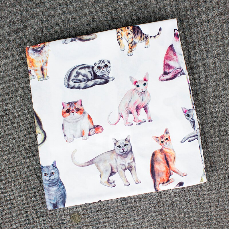 Sød kat trykt polyester bomuldsstof efter meter patchwork klud chiffon stof hjem tekstil diy syning materiale kjole