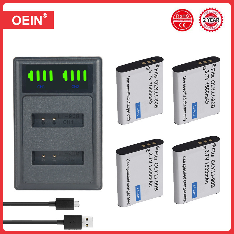 Batterie Li-92B Li-90B avec le chargeur pour Olympus Li 90B ve92B TG-4 dur TG-6 TG-5 TG-2 TG-1 IHS SH-1 SH-2 SH-60 SH-50 IHS, SP-100: Bleu
