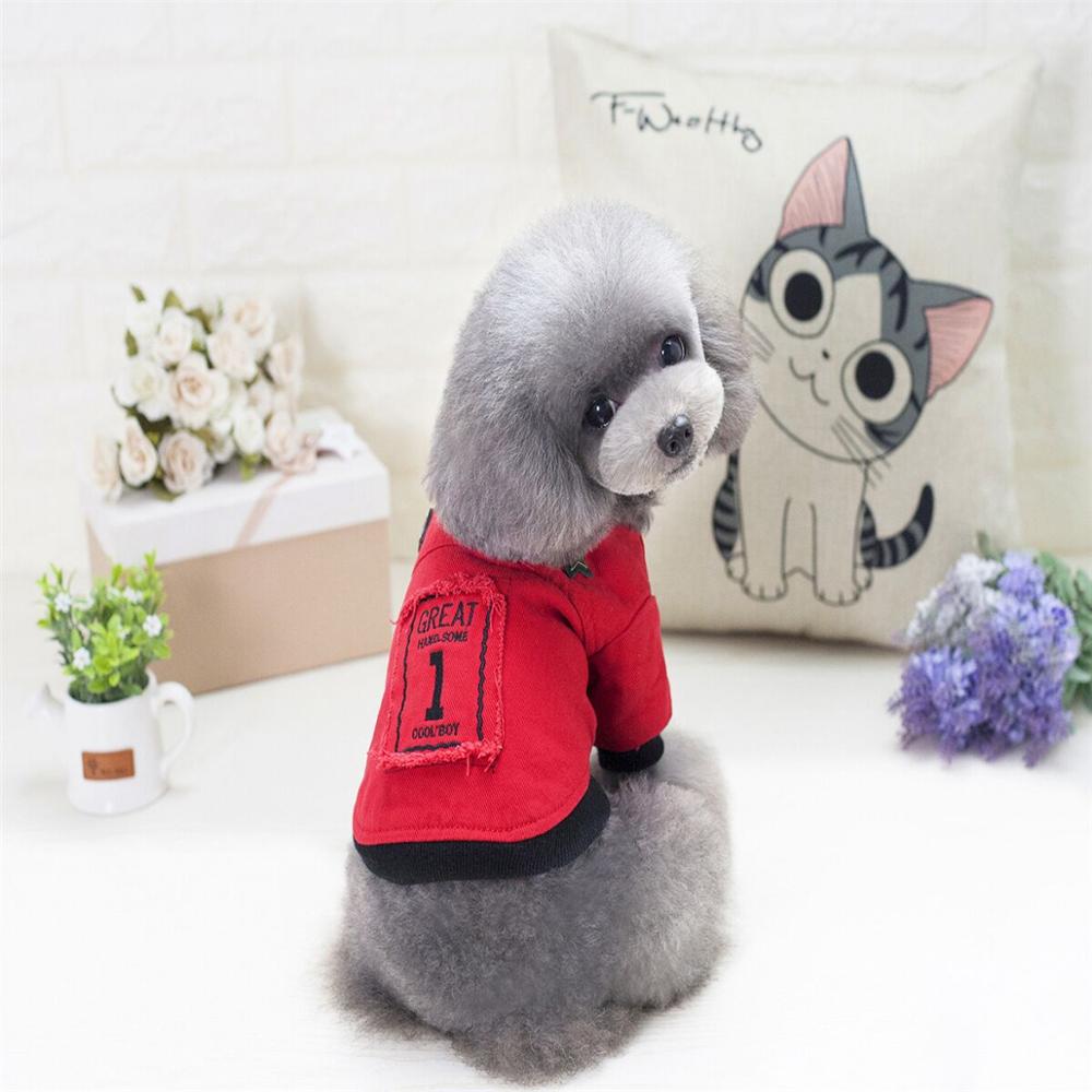 Hond Kleren Denim jas Mode Huisdier Kleding Voor Yorkshire Chihuahua Teddy Honden Cowboy Kleding Herfst En Winter Kat Jas Jeans: Rood / XXL