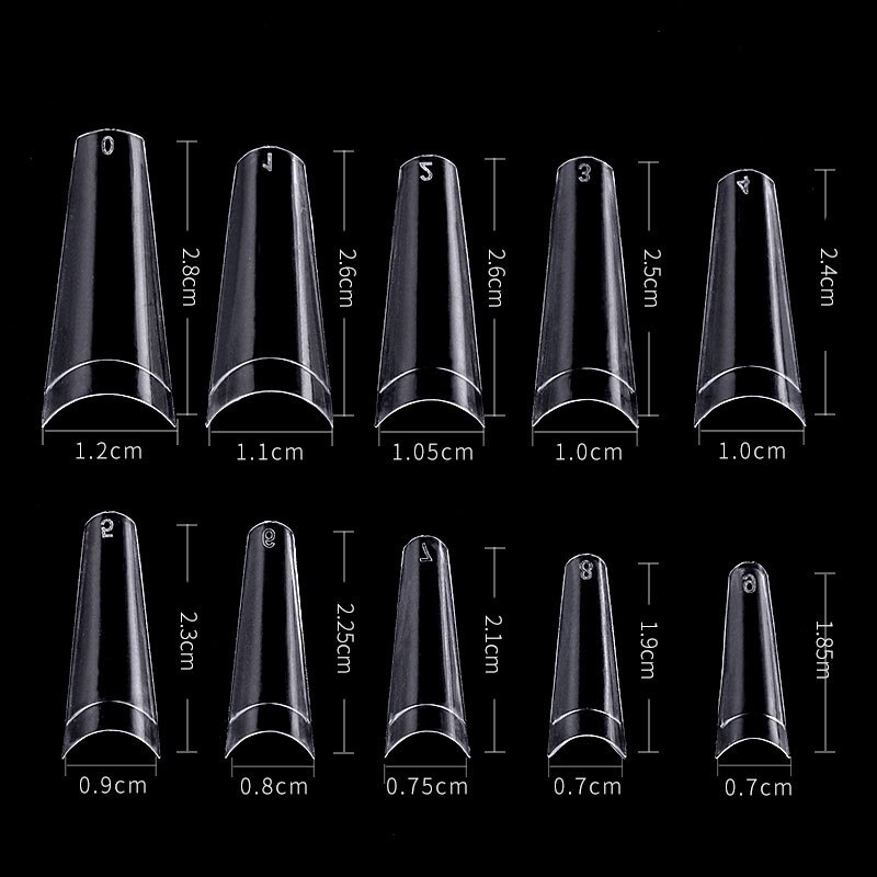 Plissé sans trace pointe d'ongle pleine bâton Version courte de gouttelette pointe faux ongles clair/blanc ultra-mince faux ongles acrylique