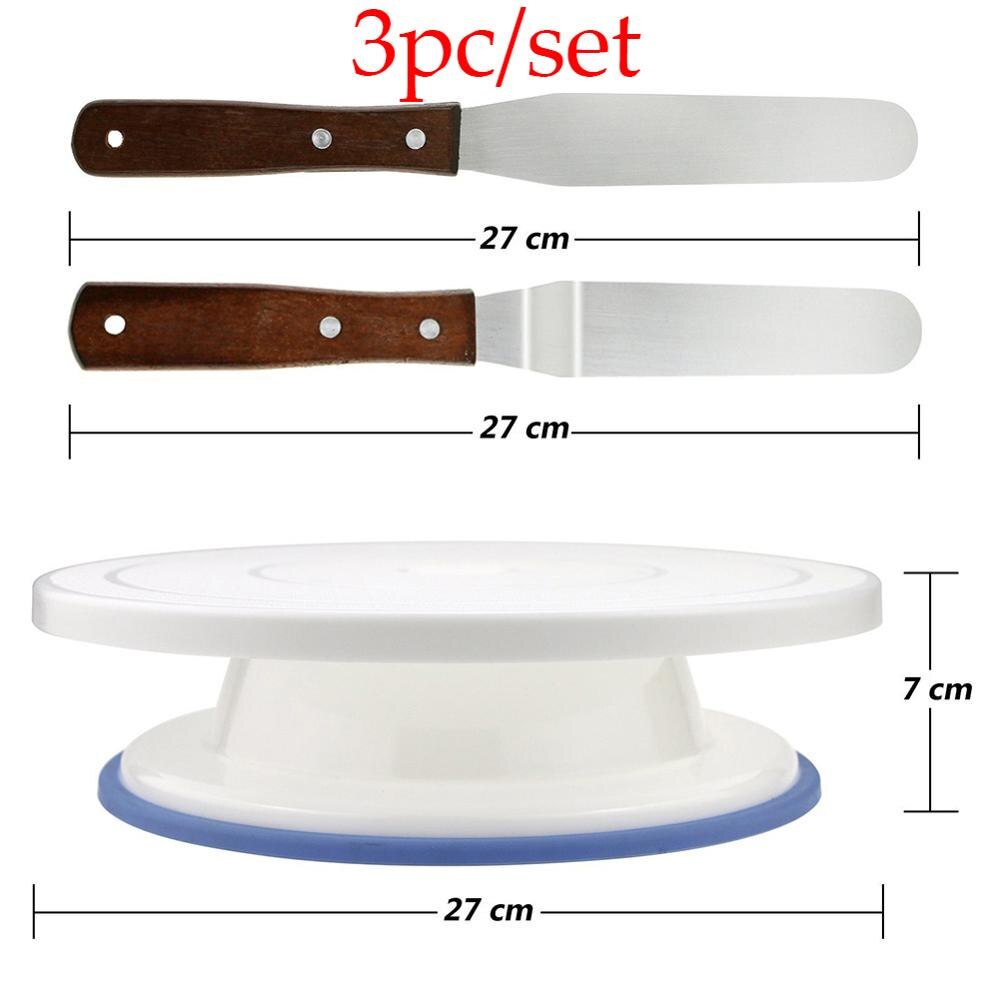 Plast kage pladespiller roterende anti-skrid rund kage stand sæt kage dekoration roterende bord køkken gør-det-selv pande tallerken bageværktøj: 5