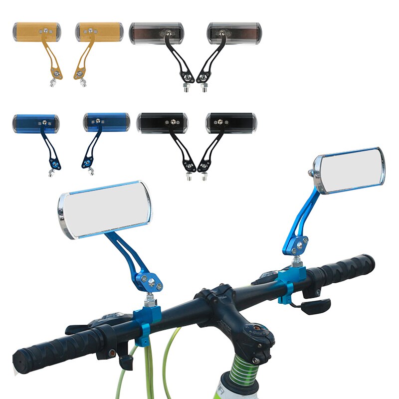 2 pieces Universal Cycling Rear Mirror Mountain Bike Handlebar Rear View Mirror 360 Degree Rotation Shatterproof