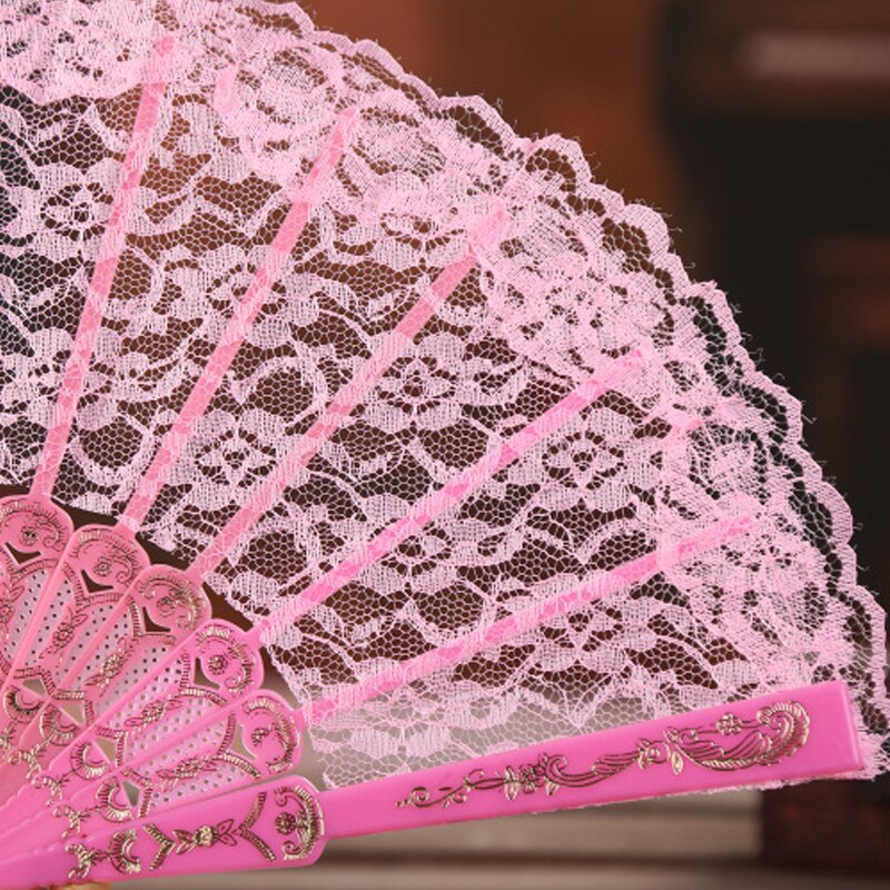 Éventail à main pliable en dentelle pour femmes, décoration de danse, de style victorien espagnol, en tissu noir et blanc, pour fête de mariage,