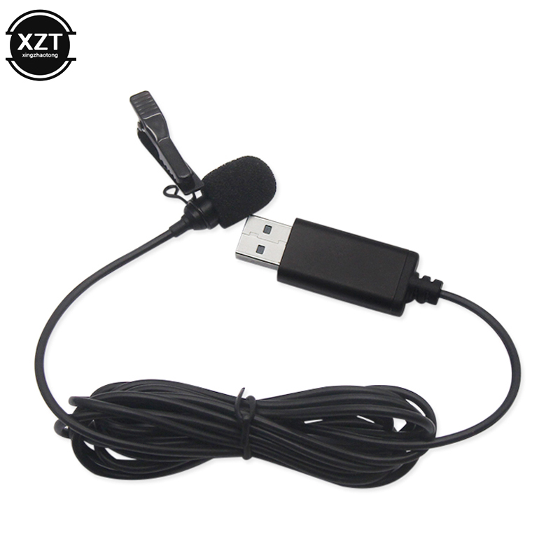 Microfone externo de lapela, portátil, usb, 2m, lavalier, microfone, clipe de botão, para laptop, pc, computador, gravação chat chat